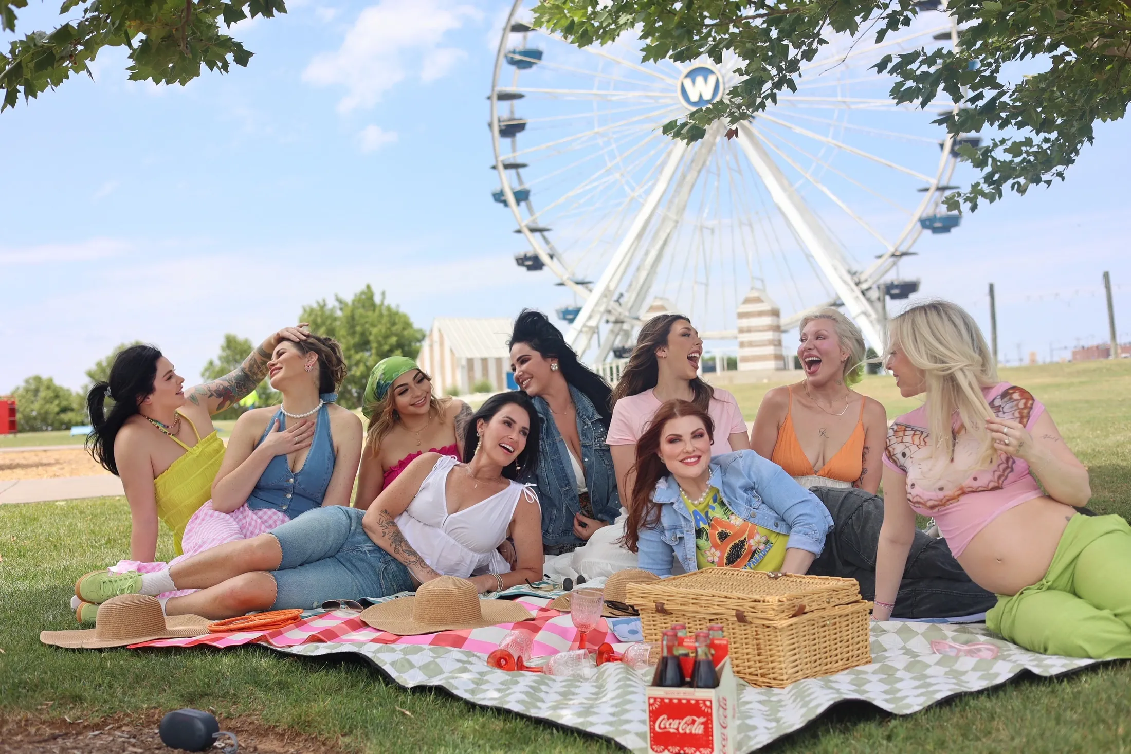 The Wheeler Med Spa team gathered beneath the Wheeler District ferris wheel